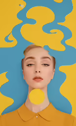 a woman with her face painted like a flower is featured over her head
