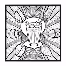 a coloring page that is filled with lots of different shapes and shapes,a coloring page of an iced beverage with cherries