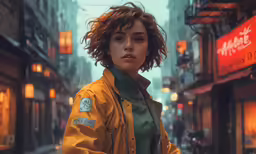 a person stands outside in the rain wearing an orange jacket