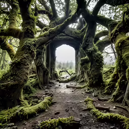 a road that has a large group of trees