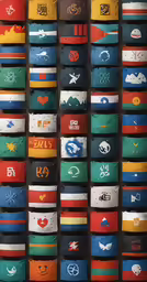 an assortment of colorful ties on display together