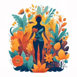 an illustration of the silhouette of a woman surrounded by flowers