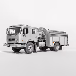 the gray truck is sitting on a white surface