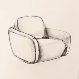 a drawing of a couch with a back facing forward