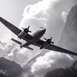 a airplane flying in the air with the sky behind it