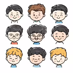 a cartoon style drawing of the heads of a child