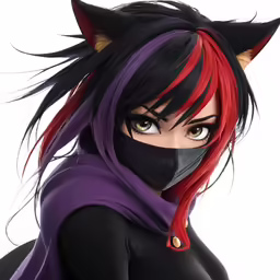 an anime character wearing a cat mask and looking forward