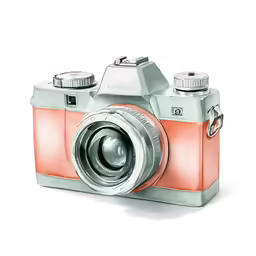 a camera with a lens and flash light on it