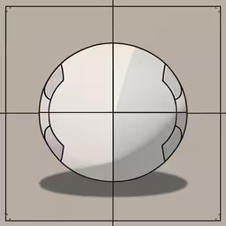 an illustration of a large white ball on an area that contains four squares,a ball and grid with an object on top