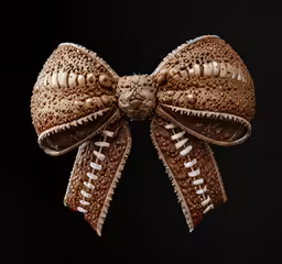 a football bow on black background with no visible strings