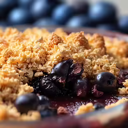 a blueberry pie topped with chocolate chips is served