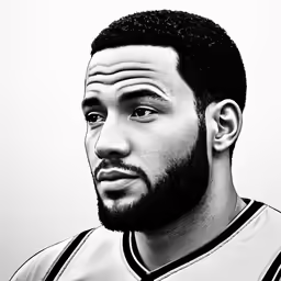 a black and white picture of a bearded man with a beard