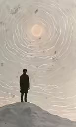 the silhouette of a man standing on top of a hill