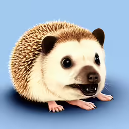 a hedge with a black nose and black feet is smiling
