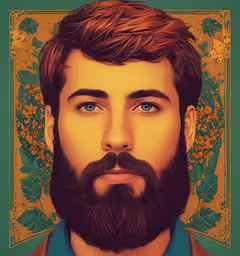 a man is shown with a beard and red hair,digital painting of a bearded man wearing an eye patch
