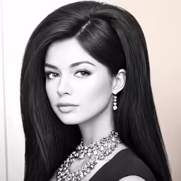 a very pretty woman in a very big necklace