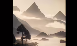mountains and a body of water in the distance