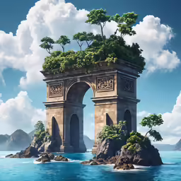 an image of an arch that is over water