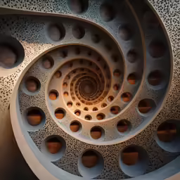 a spiral - shaped spiral made out of cement and wood