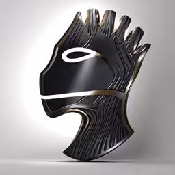 an artistic black mask on a white background