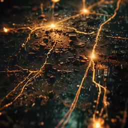 an aerial view of the night street in an intersection