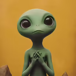 a green aliens hand and feet that are standing in front of a wall
