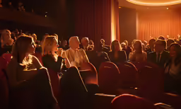 group of people sitting in chairs and in auditorium