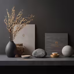 three vases and one bowl on a table