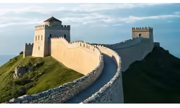 a section of the great wall of china built over a hill