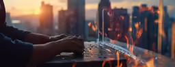a person is putting on an item in front of a window
