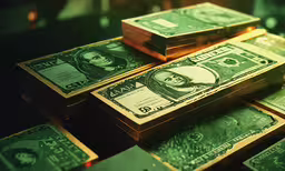stacks of dollars piled together on top of each other,several bills lying on top of each other