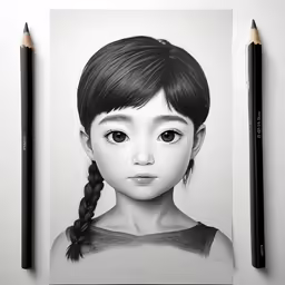 a pencil drawing of a little girl