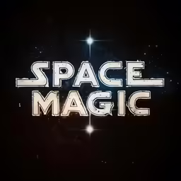 space magic logo on black with stars