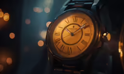 a watch with a brown face on a table