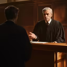 the judge is talking to the man in black