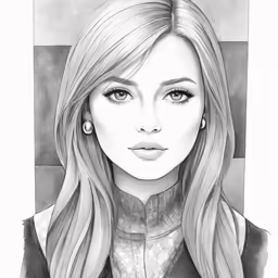 a drawing of a woman with long hair