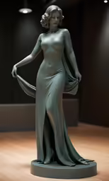 a nude woman statue with a black background