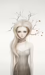 a digital drawing of a woman with branches coming out of her head