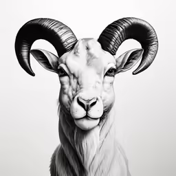 a goat with large, horned horns on its head