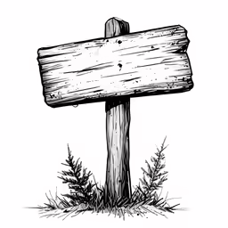 an illustration of a wood sign with grass