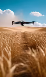 a very large airplane flying low in the sky over a field