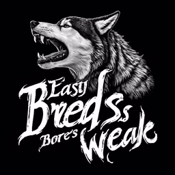 an image of a wolf with the text easy bread, roses and needles