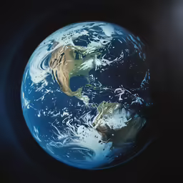 the earth is shown from space as it looks very close to the camera