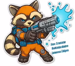 a cartoon rocket with a rocket rocket on its arm