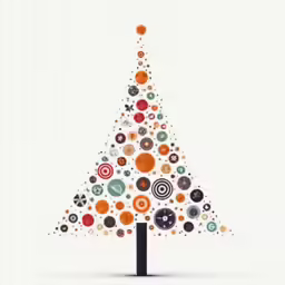 a multicolored christmas tree has different buttons on it