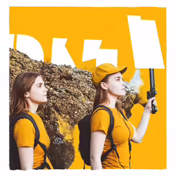 a pair of girls holding guns in their hands