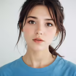 the young woman is looking into the camera
