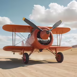 an orange airplane is sitting on the beach