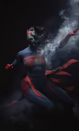 a person dressed in a cosplay suit with a strange costume