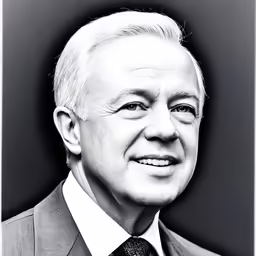 an older man in a suit is smiling